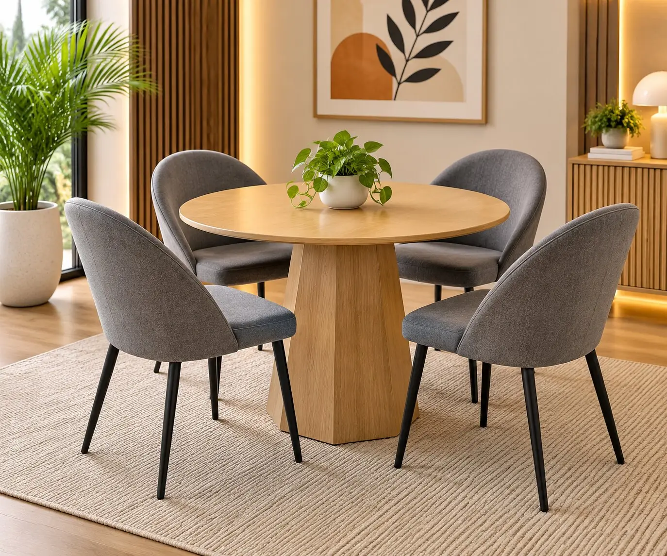 Comedor Luxor redondo con sillas Artemisa grises